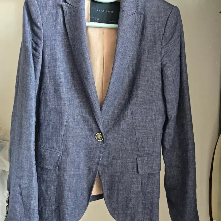 [BUNJANG] ZARA Basic Blue Linen Blend Jacket / 자라 베이직 블루 리넨 혼방 자켓