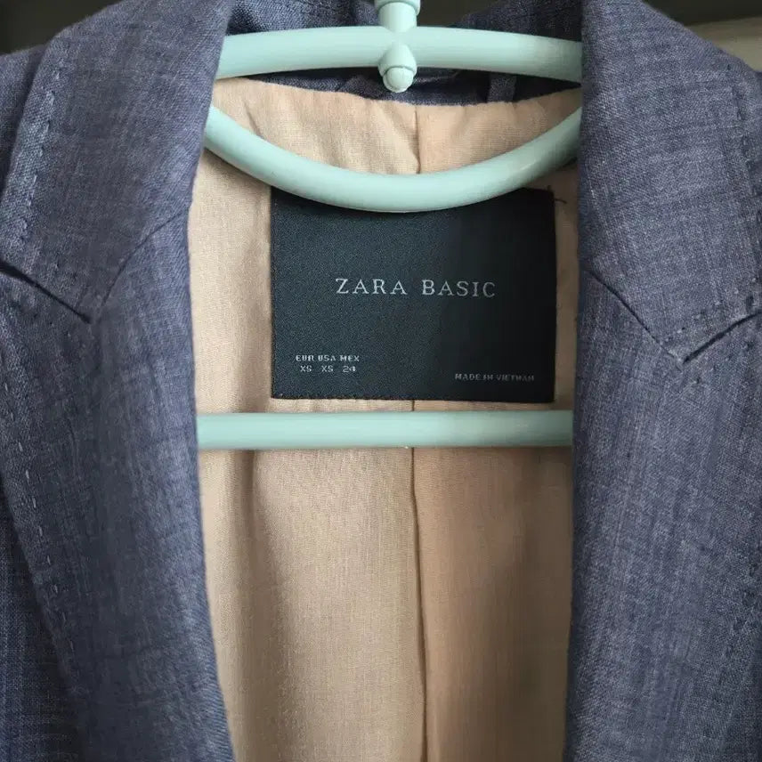 [BUNJANG] ZARA Basic Blue Linen Blend Jacket / 자라 베이직 블루 리넨 혼방 자켓