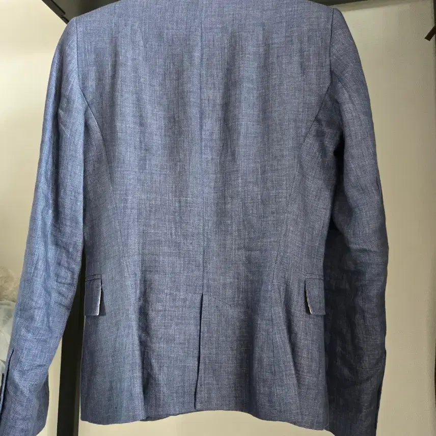 [BUNJANG] ZARA Basic Blue Linen Blend Jacket / 자라 베이직 블루 리넨 혼방 자켓
