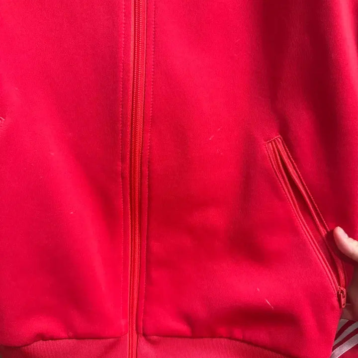 [BUNJANG] Adidas Red Three-Stripe Track Top / 아디다스 빨간색 삼선 트랙탑