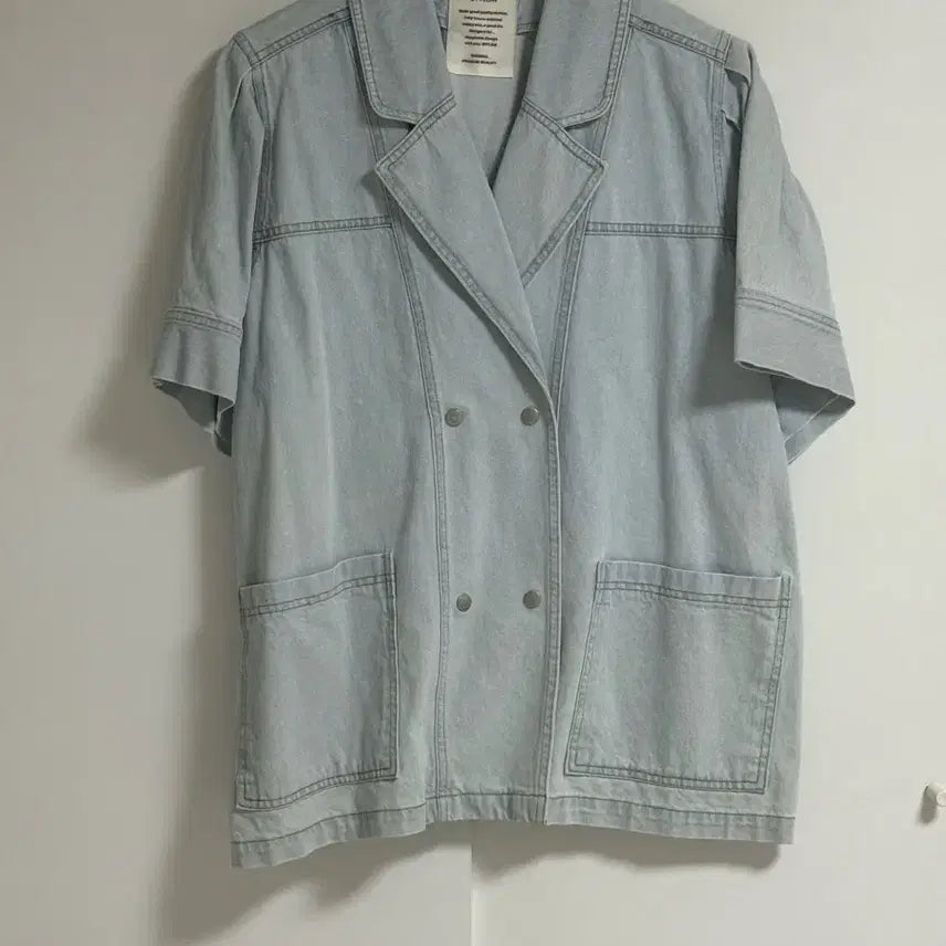 [BUNJANG] Light Blue Denim Short Sleeve Jacket / 연청 데님 반팔 자켓
