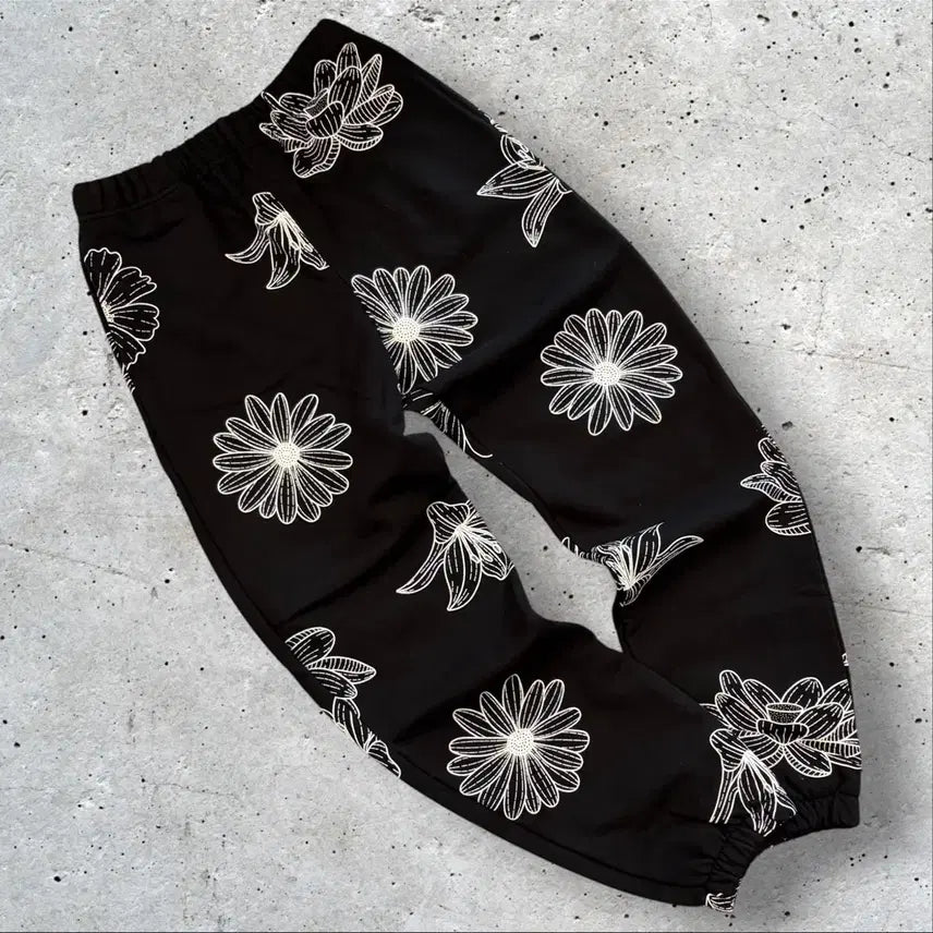 [BUNJANG] Mardi Mercredi Black Flower Pattern Training Pants / 마르디메크르디 블랙 플라워 패턴 트레이닝 바지 팬츠 D734
