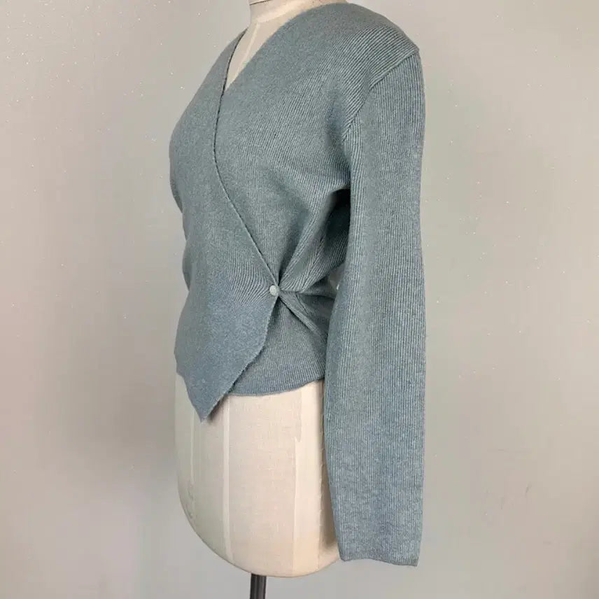 [BUNJANG] V-Neck Wool Cashmere Wrap Knit Top / 끈 리본 브이넥 울 캐시미어 랩 니트 에이블리 지그재그 하객룩 출근룩