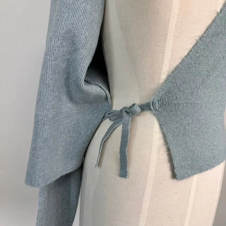 [BUNJANG] V-Neck Wool Cashmere Wrap Knit Top / 끈 리본 브이넥 울 캐시미어 랩 니트 에이블리 지그재그 하객룩 출근룩