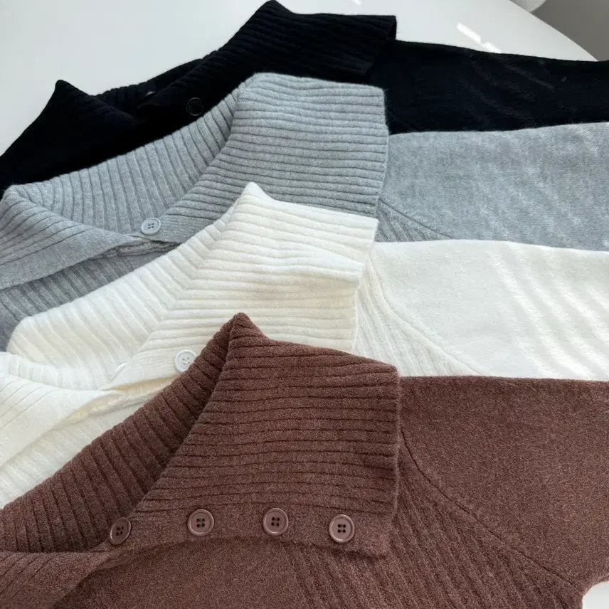 [BUNJANG] Loose Fit Off-Shoulder Tie Button Knit Top / 봄 루즈핏 타이 버튼 단추 오프숄더 니트 꽃놀이룩 벚꽃룩 에이블리