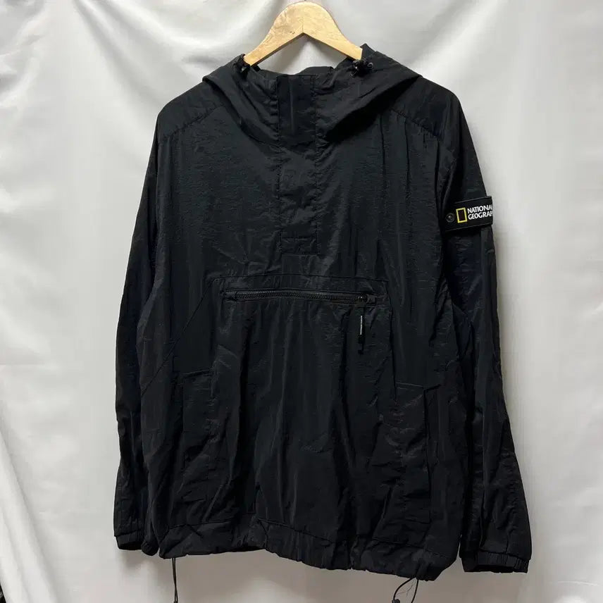 [SOLD OUT] [정품/XL] 내셔널지오그래픽 와펜 블랙 바람막이 아노락 반집업