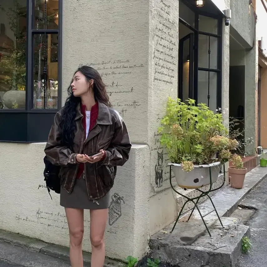 [BUNJANG] Pale Jade Leather Jacket / 페일제이드 레더 자켓