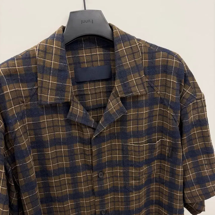 [SOLD OUT] 25SS 준지 콤마 체크 오픈 카라 셔츠 48