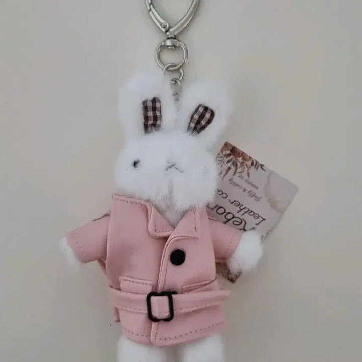 [BUNJANG] Pink Coat Rabbit Plush Keyring / 핑크 코트 입은 토끼 인형 키링