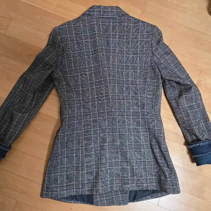 [BUNJANG] Double Button Check Denim Jacket / 체크 더블 버튼 자켓 데님 포인트
