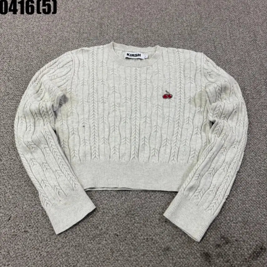 [BUNJANG] Kirsh Cherry Cable Knit Sweater Ivory / 키르시 체리 꽈배기 니트 아이보리