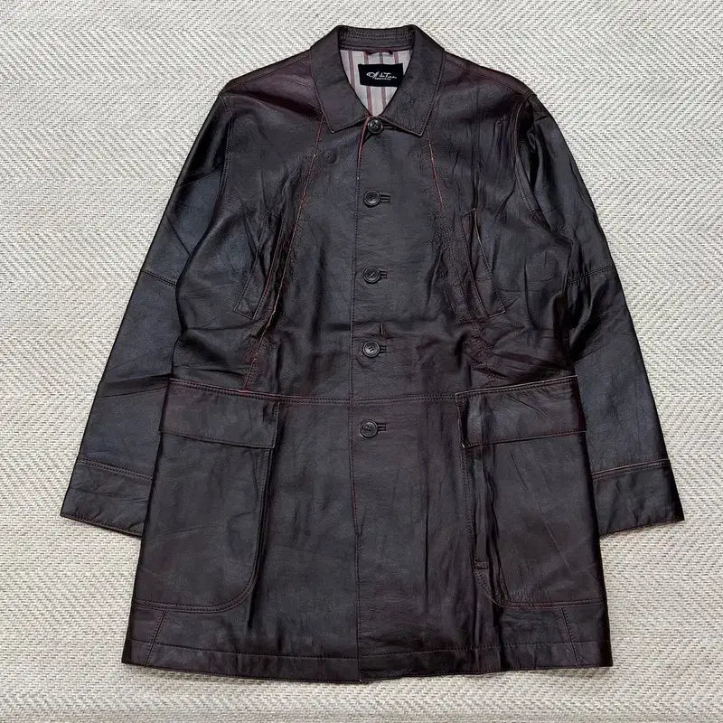 [BUNJANG] Vintage Burgundy Leather Jacket / 빈티지 버건디 레더 자켓 r3520