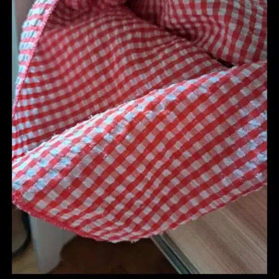 [BUNJANG] Red Gingham Check Flare Dress / 레드 깅엄체크 플레어 원피스