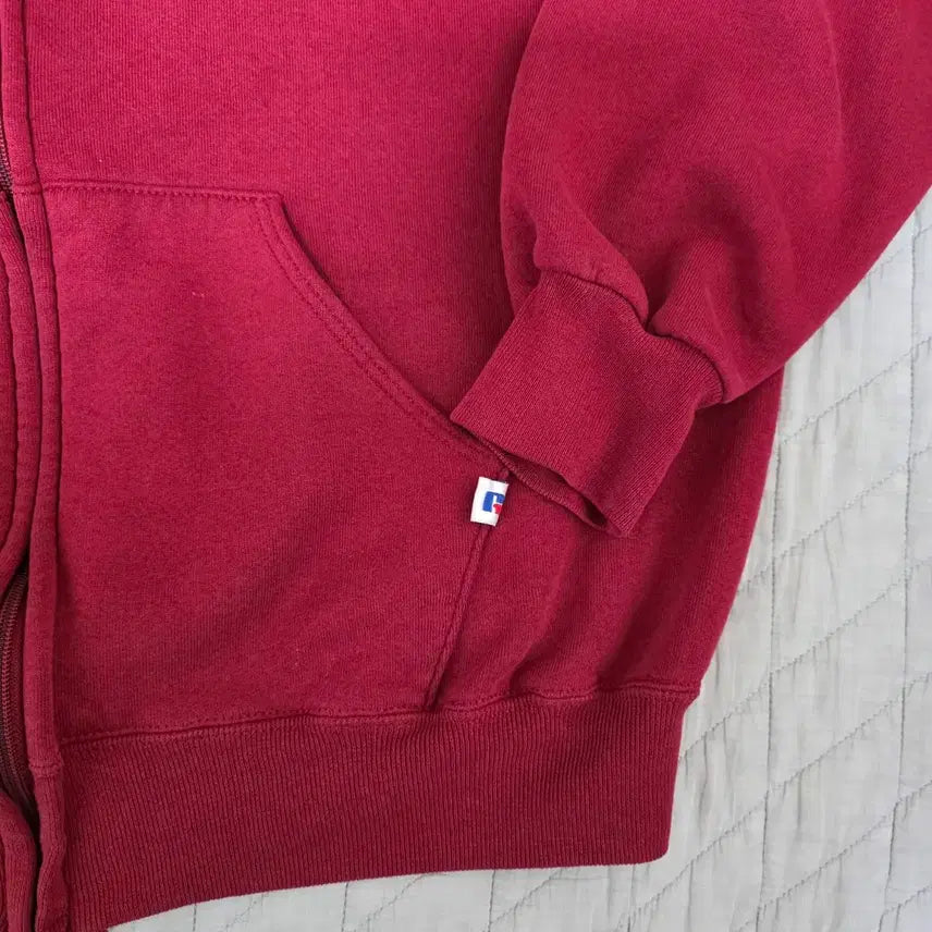 [SOLD OUT] [XL] 90s USA 빈티지 러셀 후드 집업 레드/버건디 블리칭