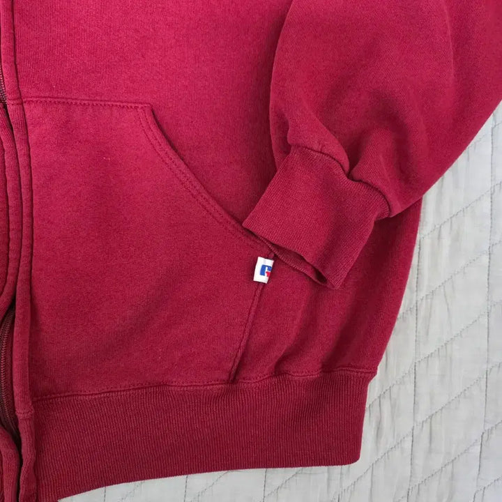 [SOLD OUT] [XL] 90s USA 빈티지 러셀 후드 집업 레드/버건디 블리칭