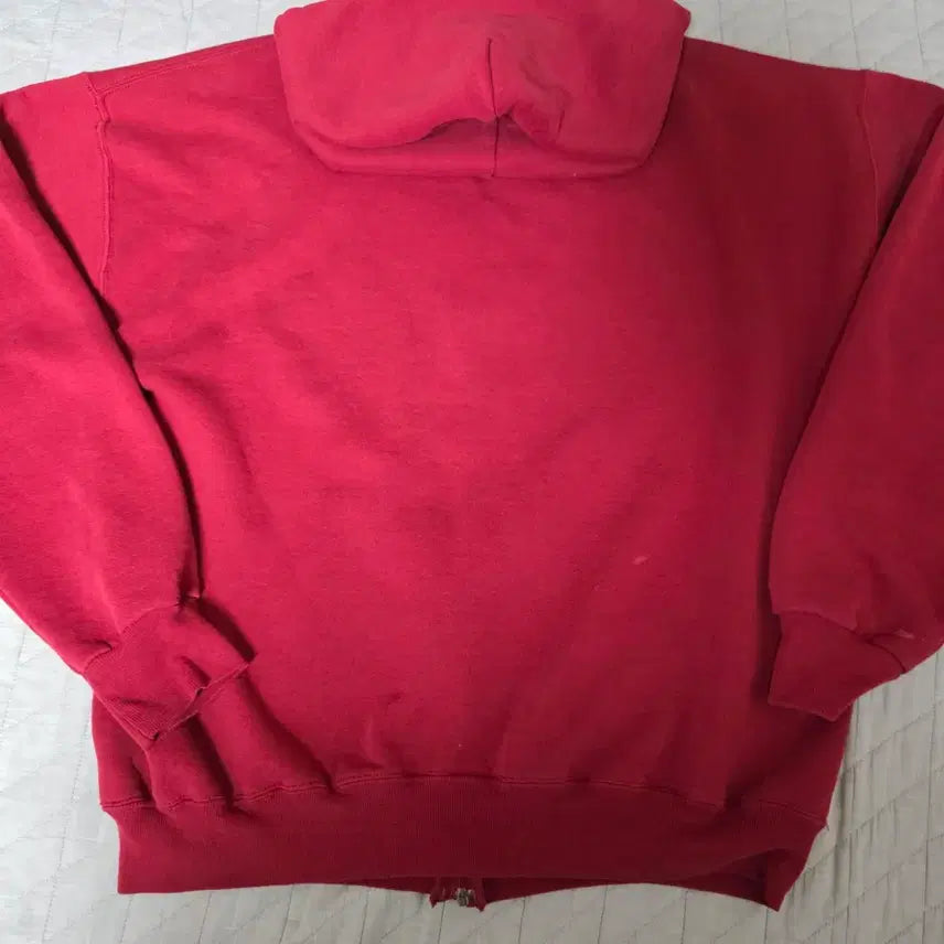 [SOLD OUT] [XL] 90s USA 빈티지 러셀 후드 집업 레드/버건디 블리칭
