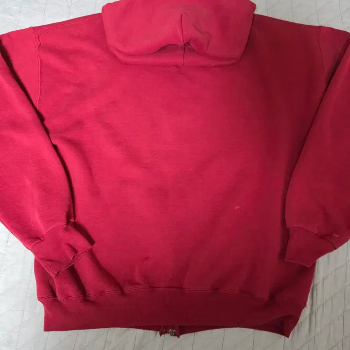 [SOLD OUT] [XL] 90s USA 빈티지 러셀 후드 집업 레드/버건디 블리칭