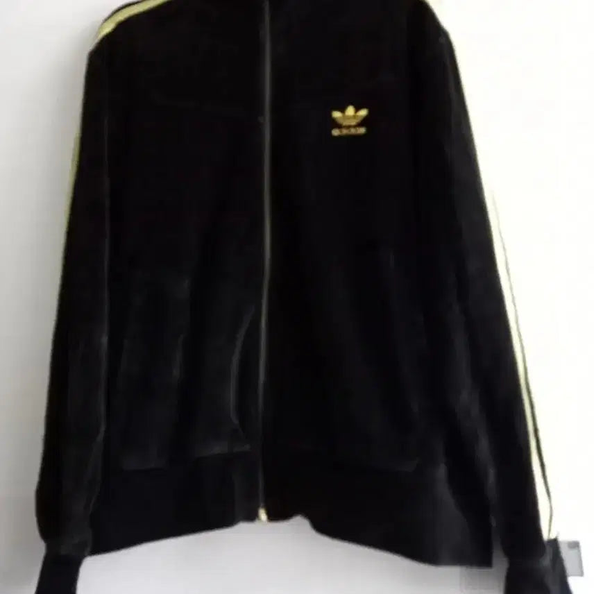 [BUNJANG] Adidas Velvet Black Track Top Jacket / 아디다스 희귀 대장급 벨벳 블랙 금장 검정 트랙탑 저지 져지집업 100