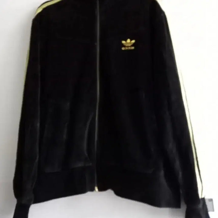 [BUNJANG] Adidas Velvet Black Track Top Jacket / 아디다스 희귀 대장급 벨벳 블랙 금장 검정 트랙탑 저지 져지집업 100