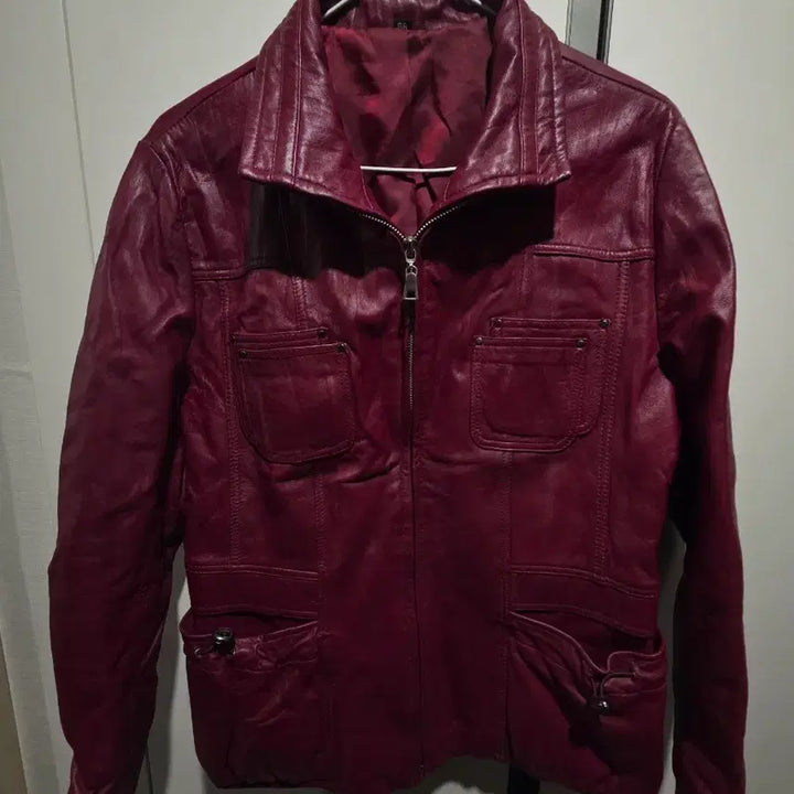 [BUNJANG] Red Lambskin Leather Jacket / 레드 양가죽 자켓