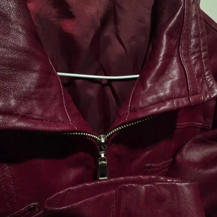 [BUNJANG] Red Lambskin Leather Jacket / 레드 양가죽 자켓