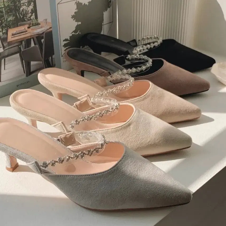 [SOLD OUT] [새제품] 단종상품 로젤린 클라우드 쥬얼뮬 7cm 크림아이보리, 그레이