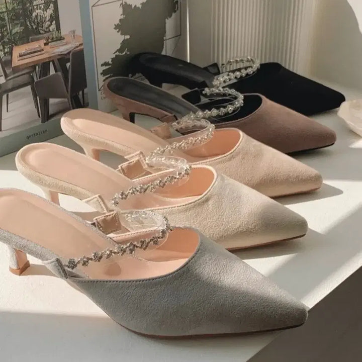 [SOLD OUT] [새제품] 단종상품 로젤린 클라우드 쥬얼뮬 7cm 크림아이보리, 그레이