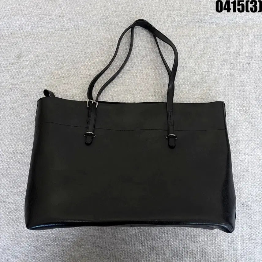[BUNJANG] Black Leather Tote Shoulder Bag / 블랙 가죽 토트백 숄더백 여성 가방 0415(3)