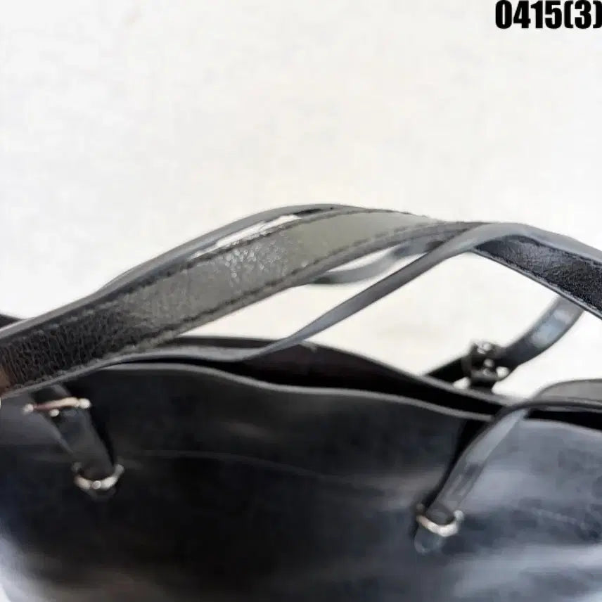 [BUNJANG] Black Leather Tote Shoulder Bag / 블랙 가죽 토트백 숄더백 여성 가방 0415(3)
