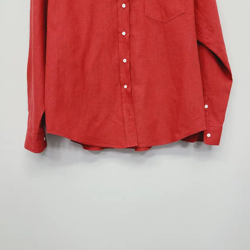 [BUNJANG] LAROOM Linen Blend Oversized Shirt / 라룸 메이드 무드 린넨 오버핏 셔츠 레드 (FREE)