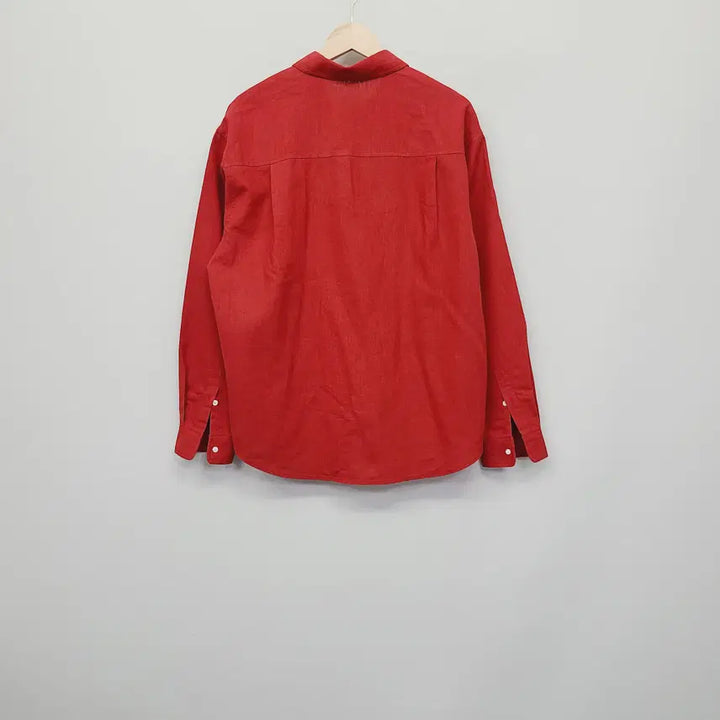 [BUNJANG] LAROOM Linen Blend Oversized Shirt / 라룸 메이드 무드 린넨 오버핏 셔츠 레드 (FREE)