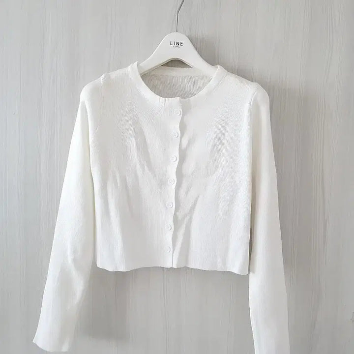 [SOLD OUT] 화이트 크롭 니트 가디건 S