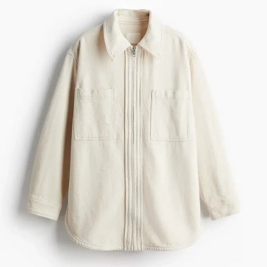 [BUNJANG] H&amp;M Ivory Denim Zip-Up Jacket / H&amp;M 아이보리 데님 집업 셔츠 봄 자켓