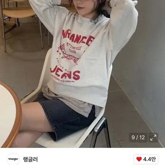[BUNJANG] Wrangler Flag Tiger Sweatshirt Charcoal L / 랭글러 플레그 타이거 스웻셔츠 차콜 L