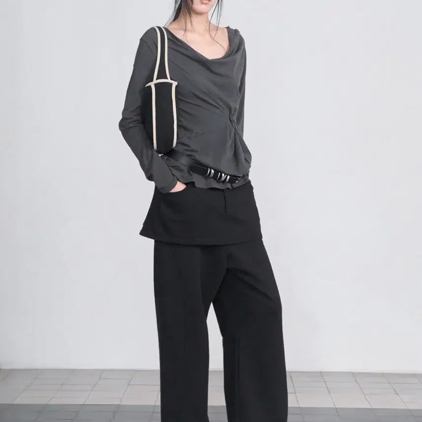 [BUNJANG] Seric Skirt Layered Sweatpants / [새상품] 세릭 스커트 레이어드 스웻팬츠