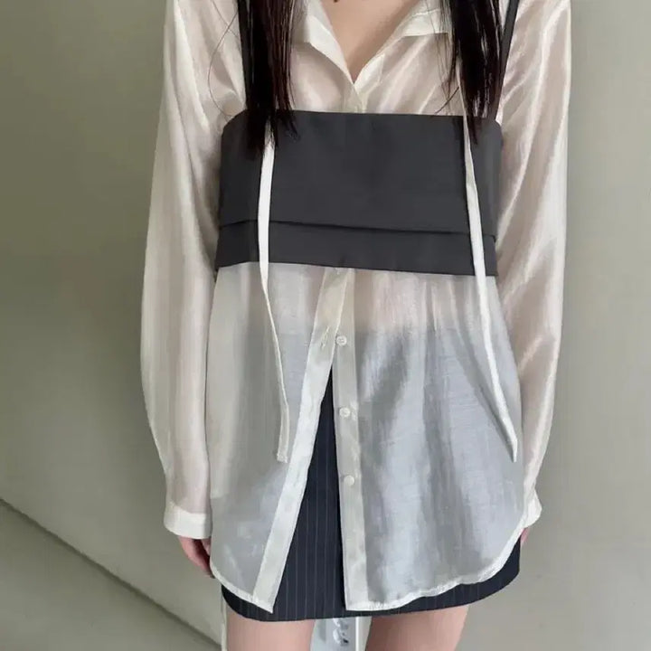 [BUNJANG] Layered Bustier (Beige, Charcoal) / 레이어드 뷔스티에  (2color)