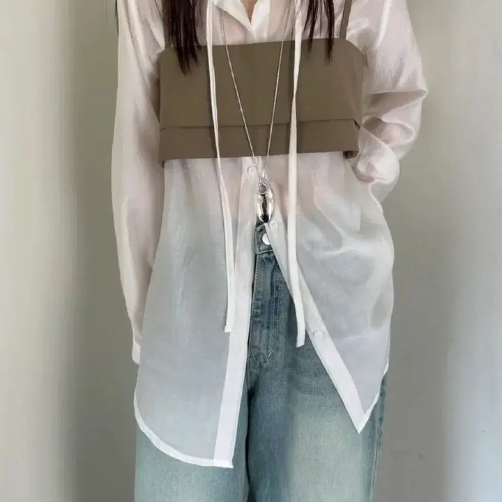 [BUNJANG] Layered Bustier (Beige, Charcoal) / 레이어드 뷔스티에  (2color)