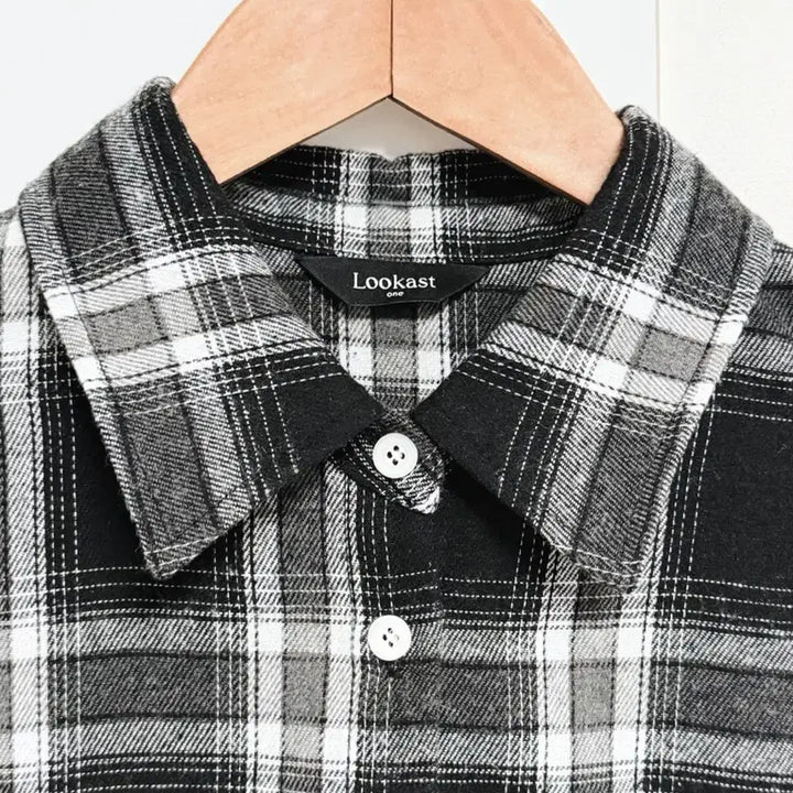 [SOLD OUT] 룩캐스트 플로란스 오버사이즈 체크 셔츠 그레이 판매