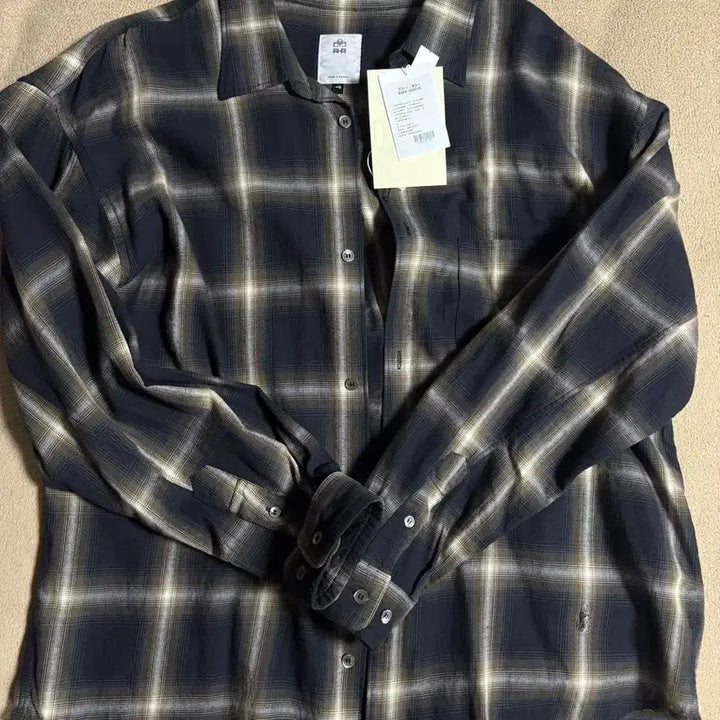 [SOLD OUT] 4) 폴리테루 루즈드 체크셔츠 데미지드 잉크브라운