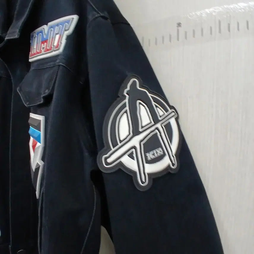 [BUNJANG] KTZ Black Patch Denim Bomber Jacket / KTZ Kookn To Zai 블랙 패치 데님 봄버 자켓