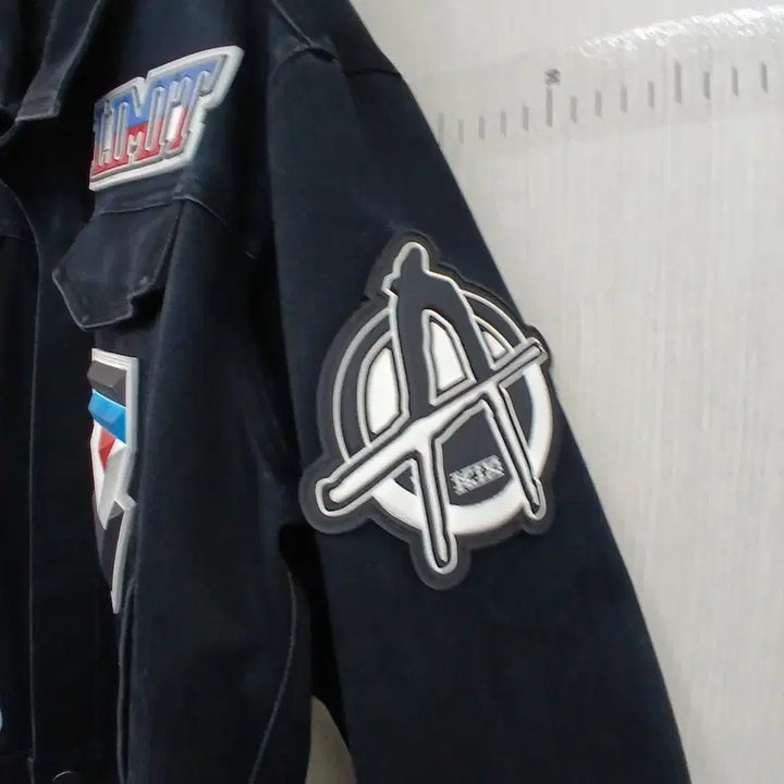 [BUNJANG] KTZ Black Patch Denim Bomber Jacket / KTZ Kookn To Zai 블랙 패치 데님 봄버 자켓