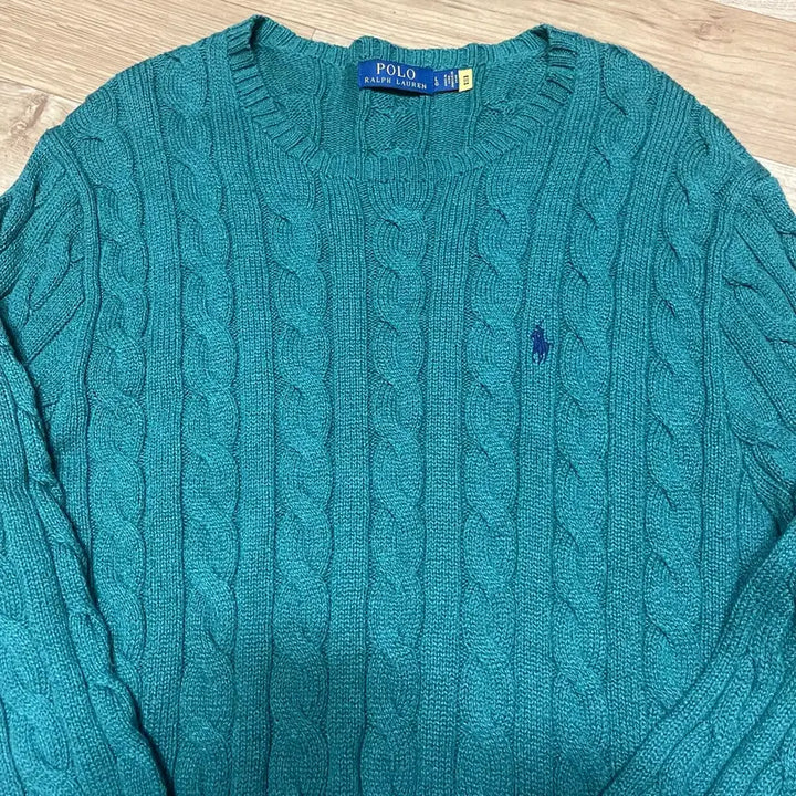 [BUNJANG] Polo Cable Knit Sweater, Deep Green, Size L / 폴로 신형 케이블니트 진한 그린색상 L사이즈 (105사이즈)