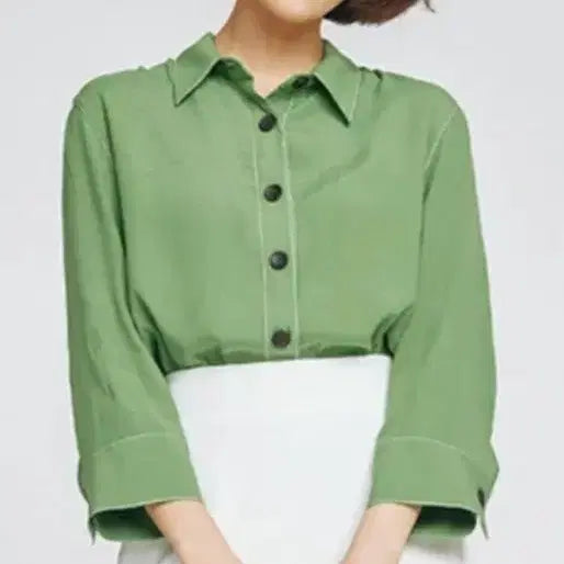 [BUNJANG] Mac.J Green Shirt Blouse / 맥.제이 그린 셔츠 블라우스