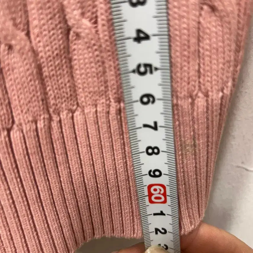[BUNJANG] Beanpole Pink Cable V-Neck Knit Sweater / 빈폴 핑크 케이블 V넥 니트 100