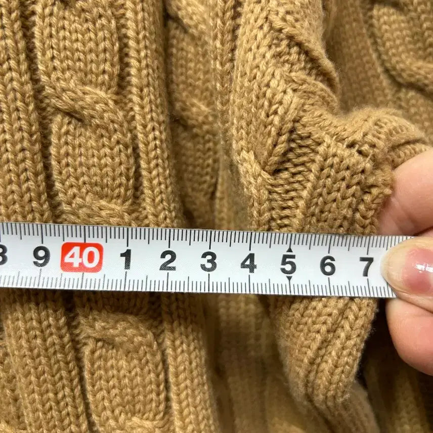 [BUNJANG] Polo Ralph Lauren Cable Knit Brown Sweater / 폴로 랄프로렌 케이블 니트 브라운 S