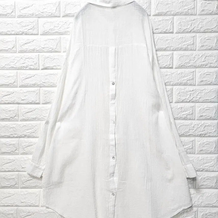 [BUNJANG] White Long Blouse / 얇은 롱 남방
