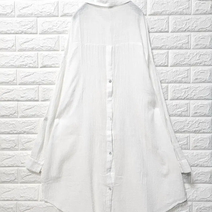 [BUNJANG] White Long Blouse / 얇은 롱 남방