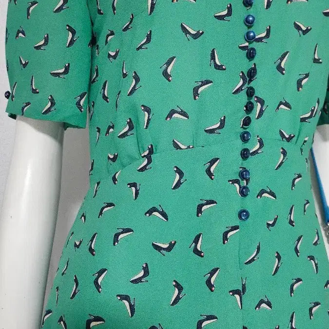 [BUNJANG] Button Detail Lined Dress / 단추 안감 색 이쁜 원피스....반품 45 길이 115