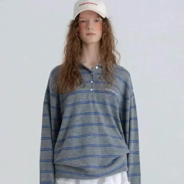 [BUNJANG] Without Summer Striped Knit Gray / 위드아웃썸머 스트라이프 니트 그레이