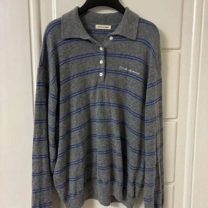 [BUNJANG] Without Summer Striped Knit Gray / 위드아웃썸머 스트라이프 니트 그레이